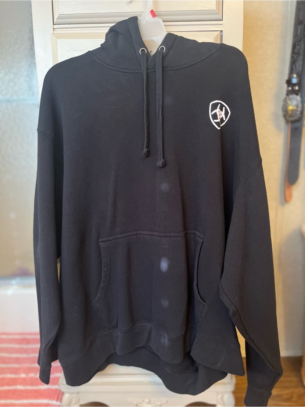 Ariat Black Pullover Hoodie with Small White Chest Emblem